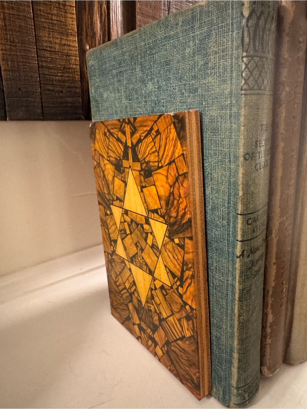 Vintage Israel Moalem Star of David Judaica Wood Bookends Pair